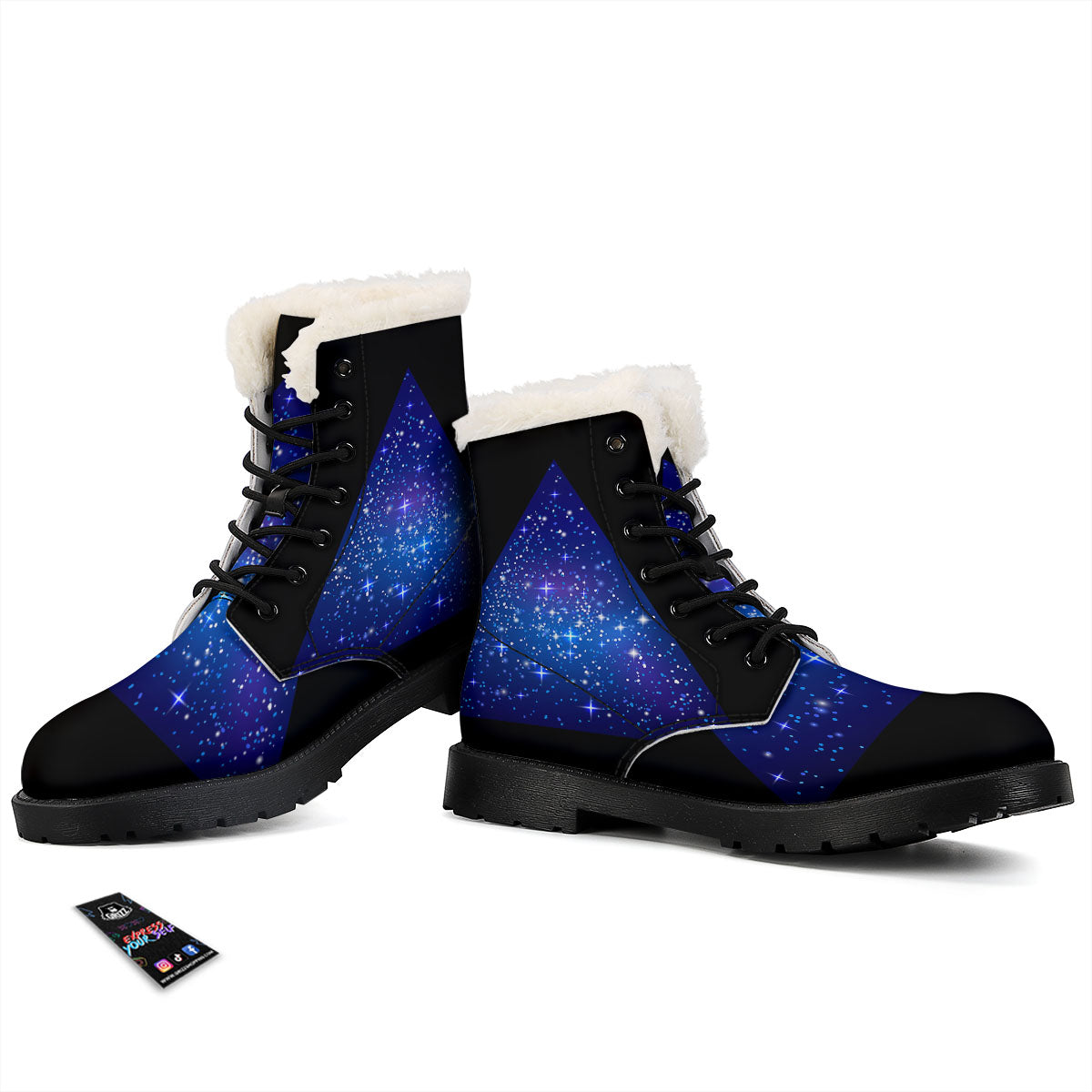 Pyramid Galaxy Print Winter Boots-grizzshop