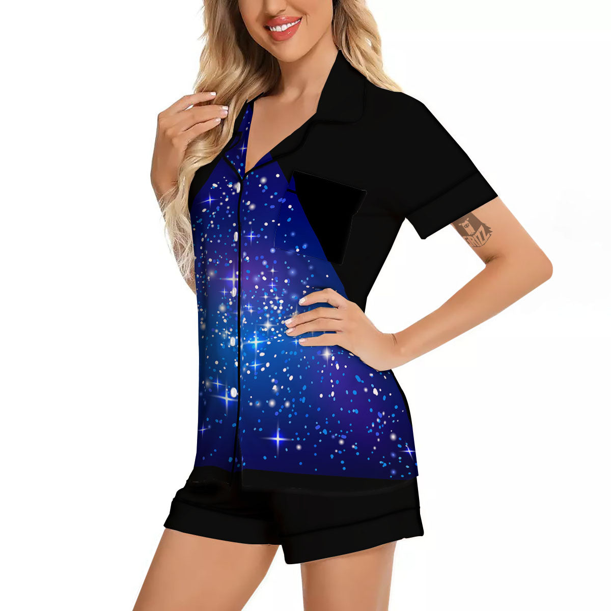 Pyramid Galaxy Print Women Silk Pajamas-grizzshop