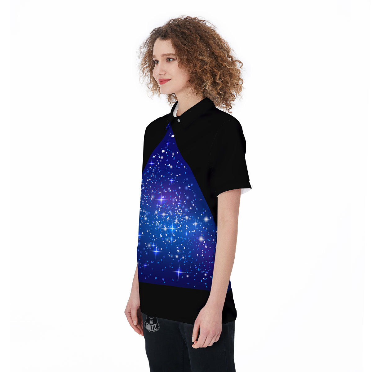Pyramid Galaxy Print Women's Golf Shirts-grizzshop