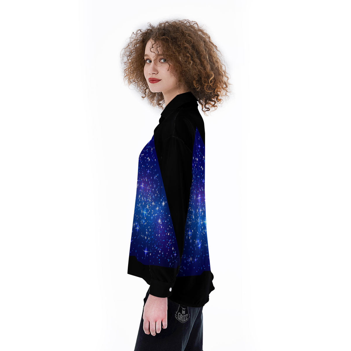 Pyramid Galaxy Print Women's Long Sleeve Shirts-grizzshop
