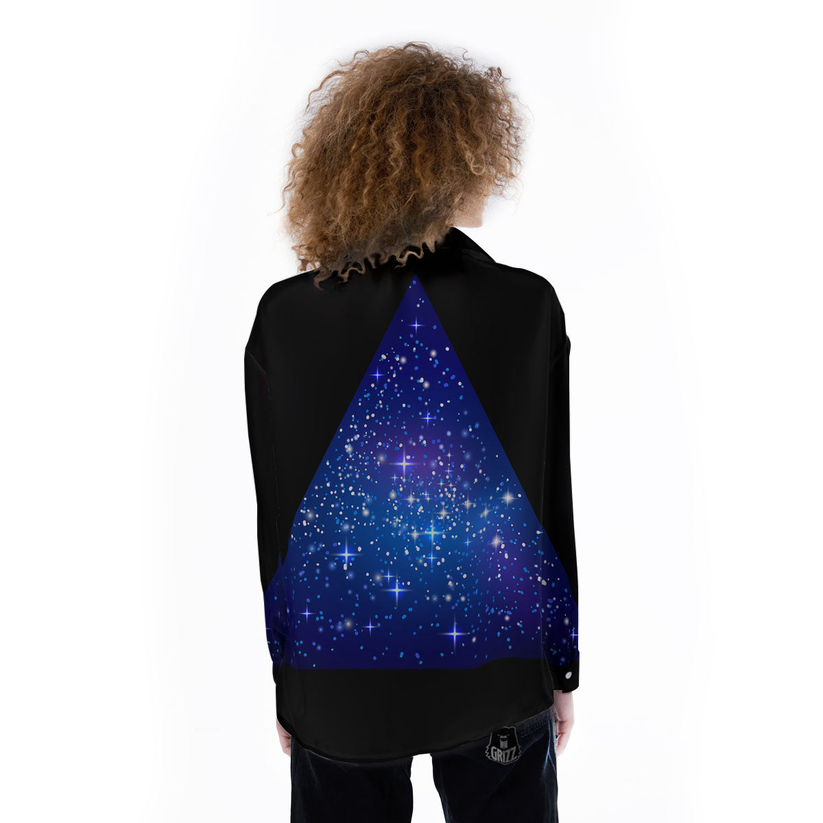 Pyramid Galaxy Print Women's Long Sleeve Shirts-grizzshop
