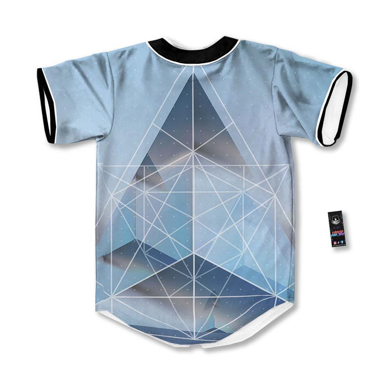 Pyramid Geometric Print Baseball Jersey-grizzshop