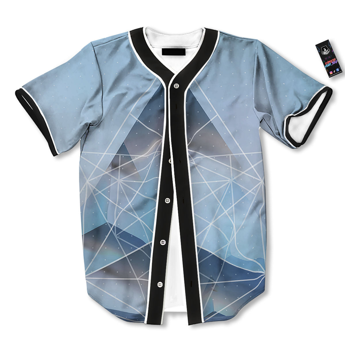 Pyramid Geometric Print Baseball Jersey-grizzshop