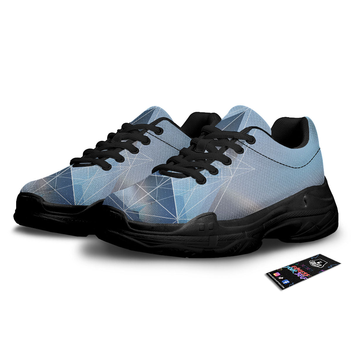 Pyramid Geometric Print Black Chunky Shoes-grizzshop