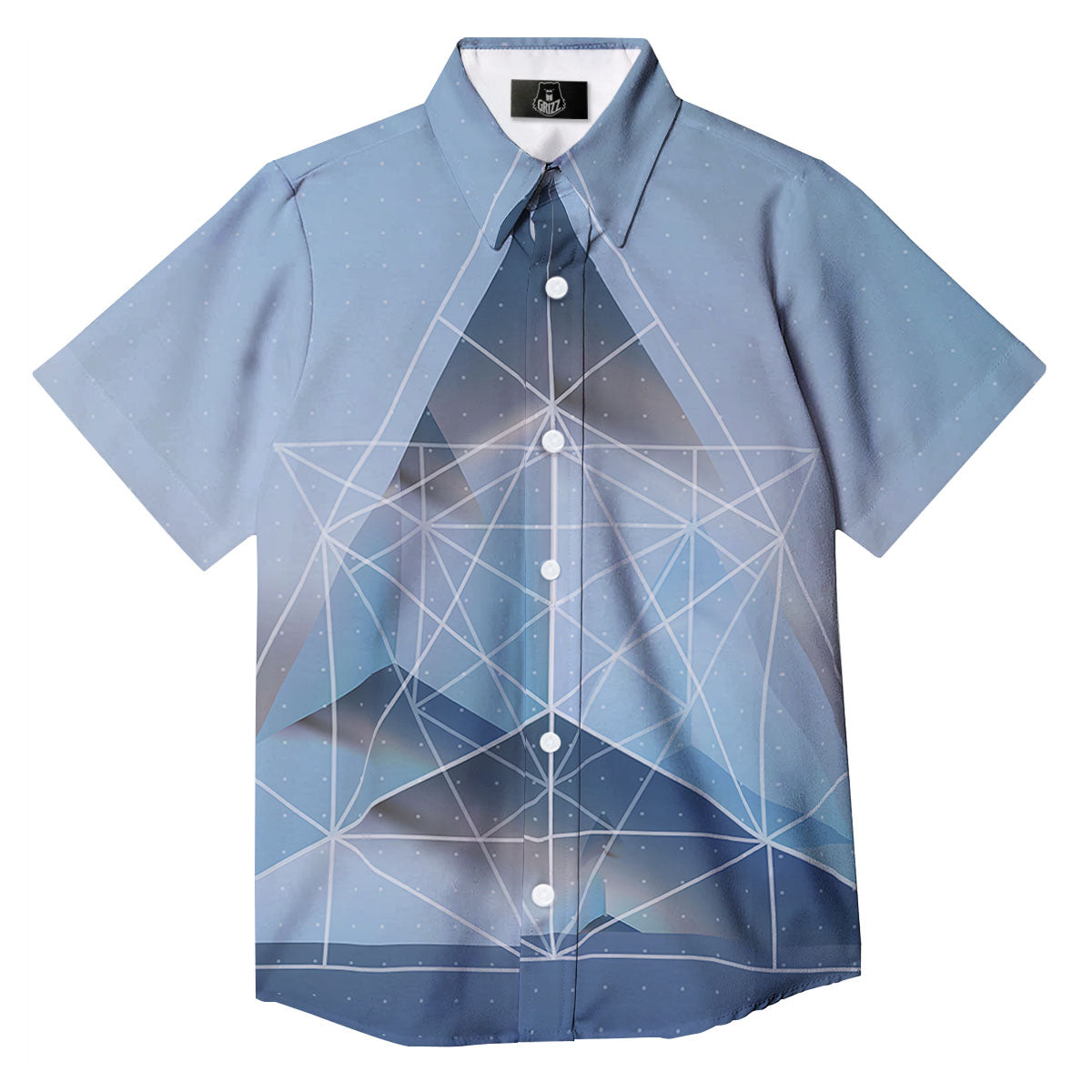Pyramid Geometric Print Button Up Shirt-grizzshop