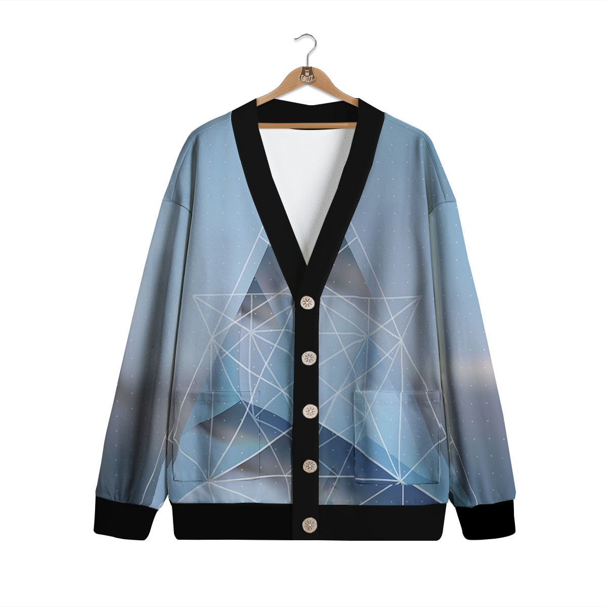 Pyramid Geometric Print Cardigan-grizzshop