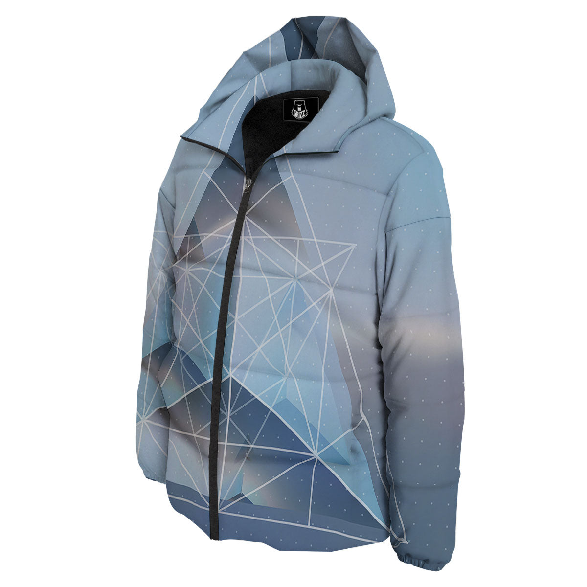 Pyramid Geometric Print Down Jacket-grizzshop