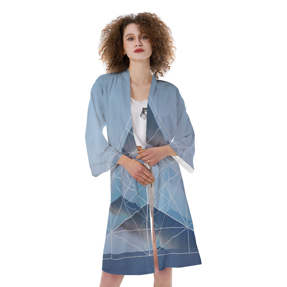 Pyramid Geometric Print Kimono-grizzshop