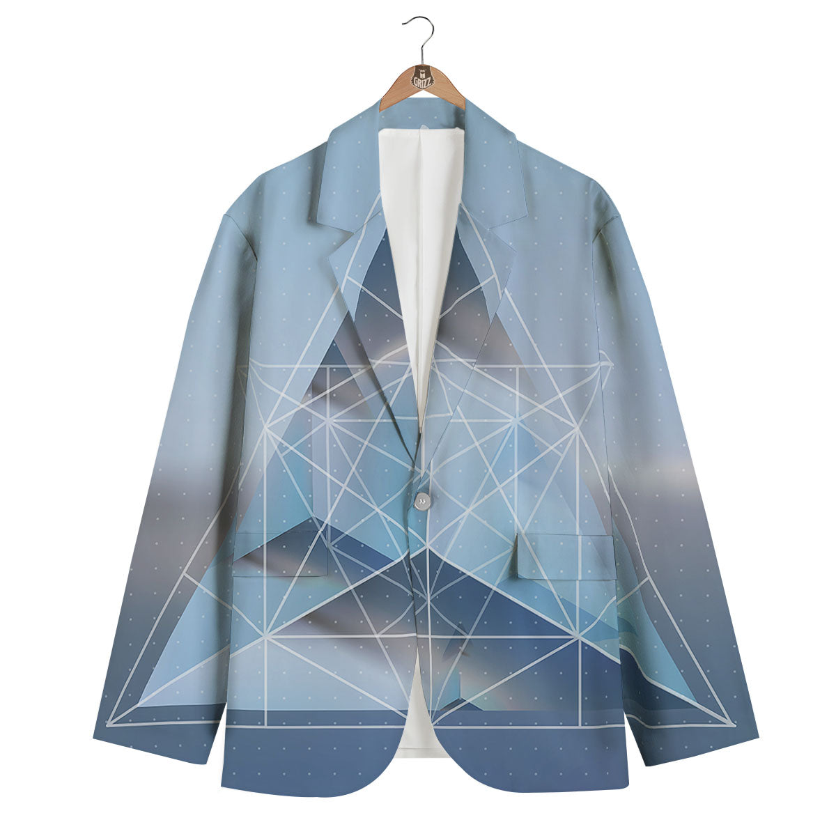 Pyramid Geometric Print Men's Blazer-grizzshop