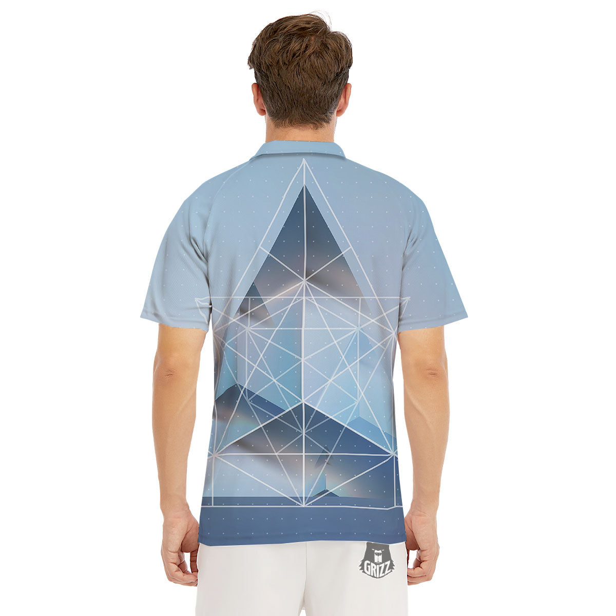 Pyramid Geometric Print Men's Golf Shirts-grizzshop