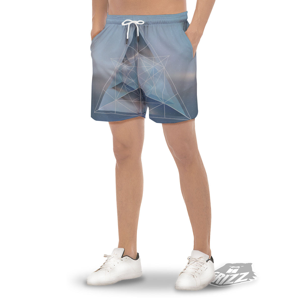 Pyramid Geometric Print Men's Gym Shorts-grizzshop