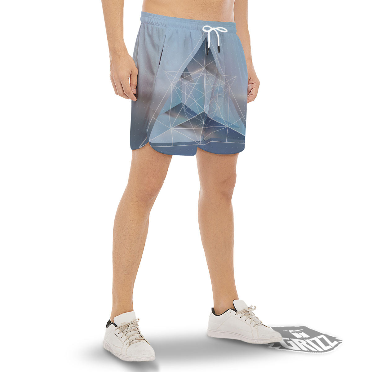 Pyramid Geometric Print Men's Gym Shorts-grizzshop