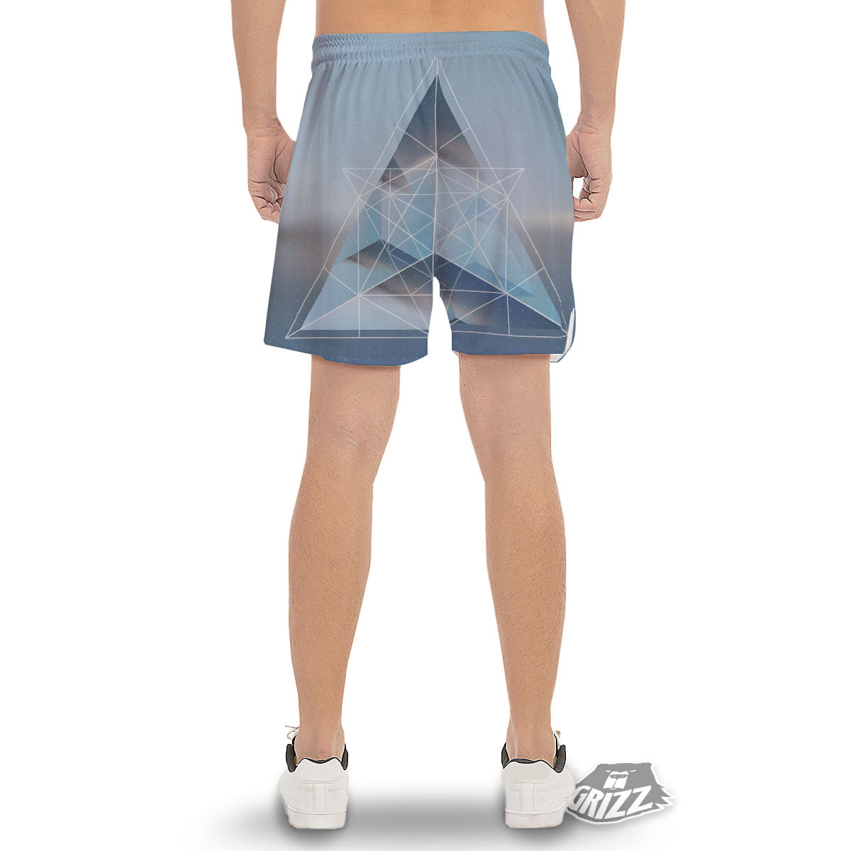 Pyramid Geometric Print Men's Gym Shorts-grizzshop