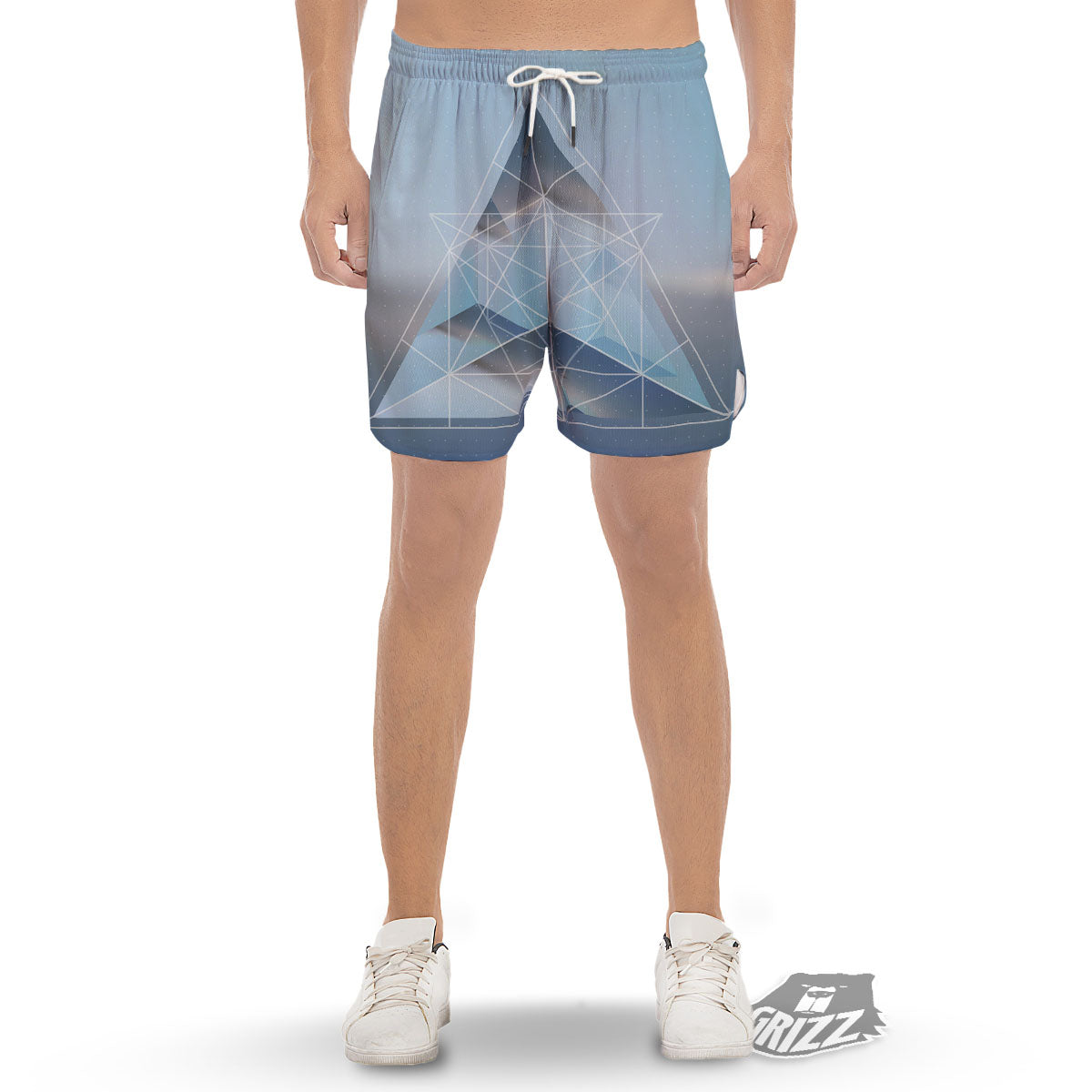 Pyramid Geometric Print Men's Gym Shorts-grizzshop