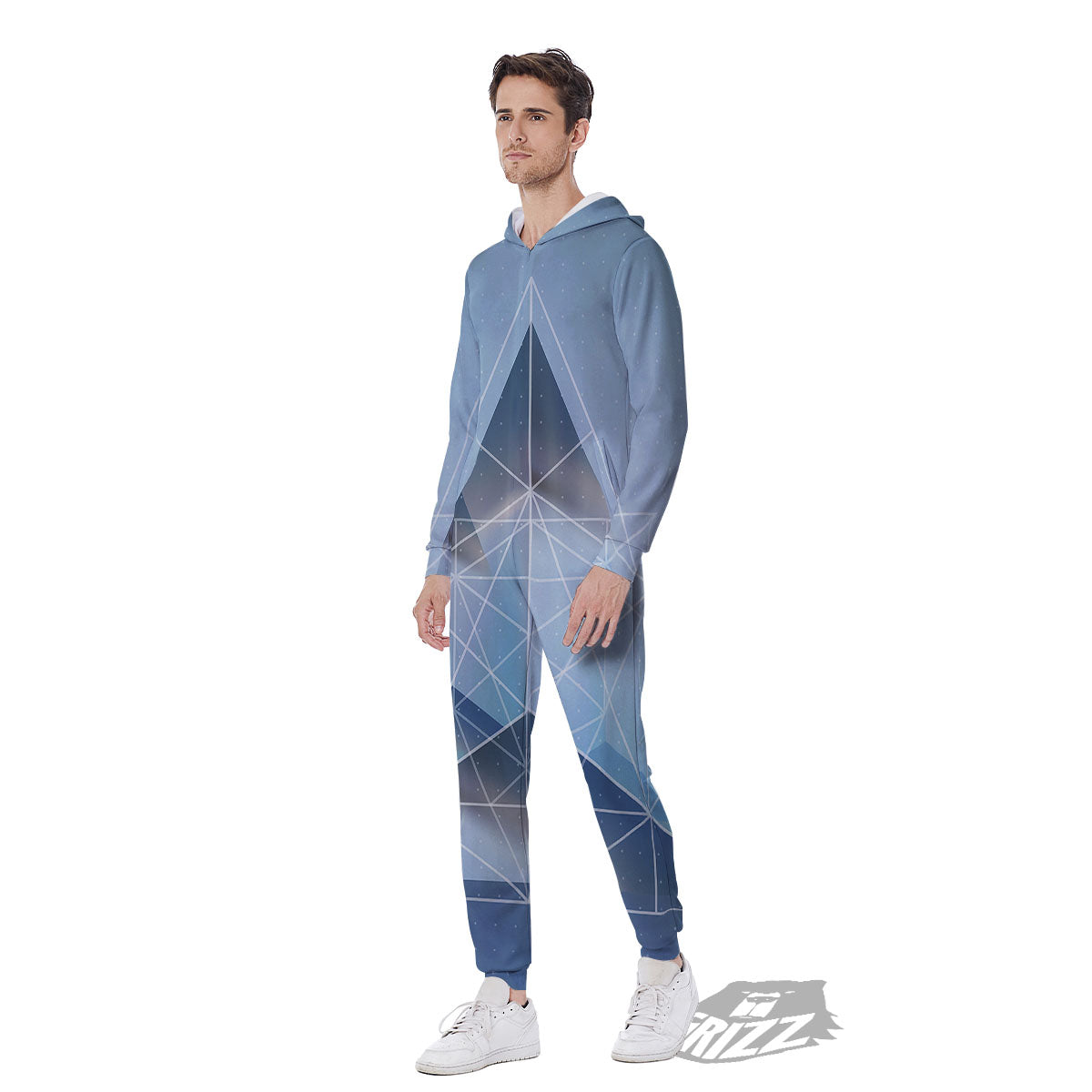 Pyramid Geometric Print Men's Jumpsuit-grizzshop