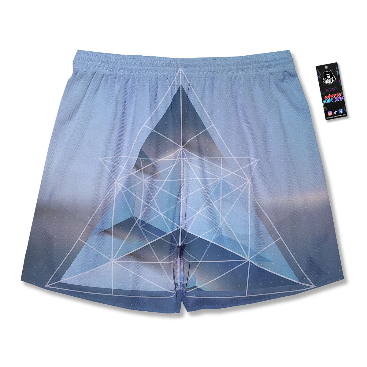 Pyramid Geometric Print Men's Running Shorts-grizzshop