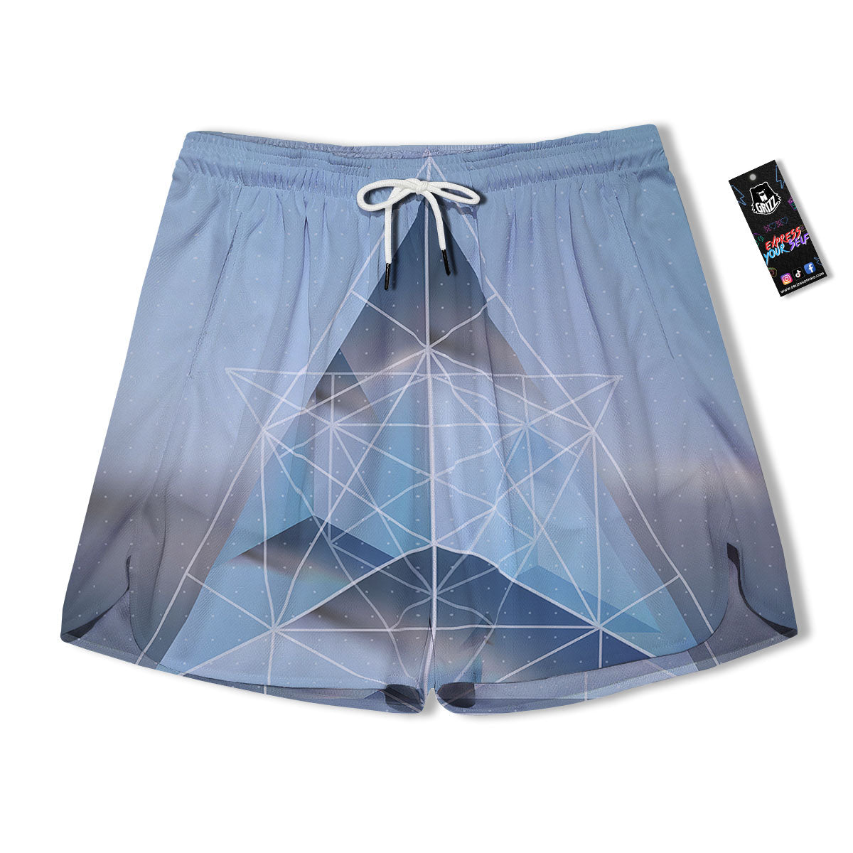 Pyramid Geometric Print Men's Running Shorts-grizzshop