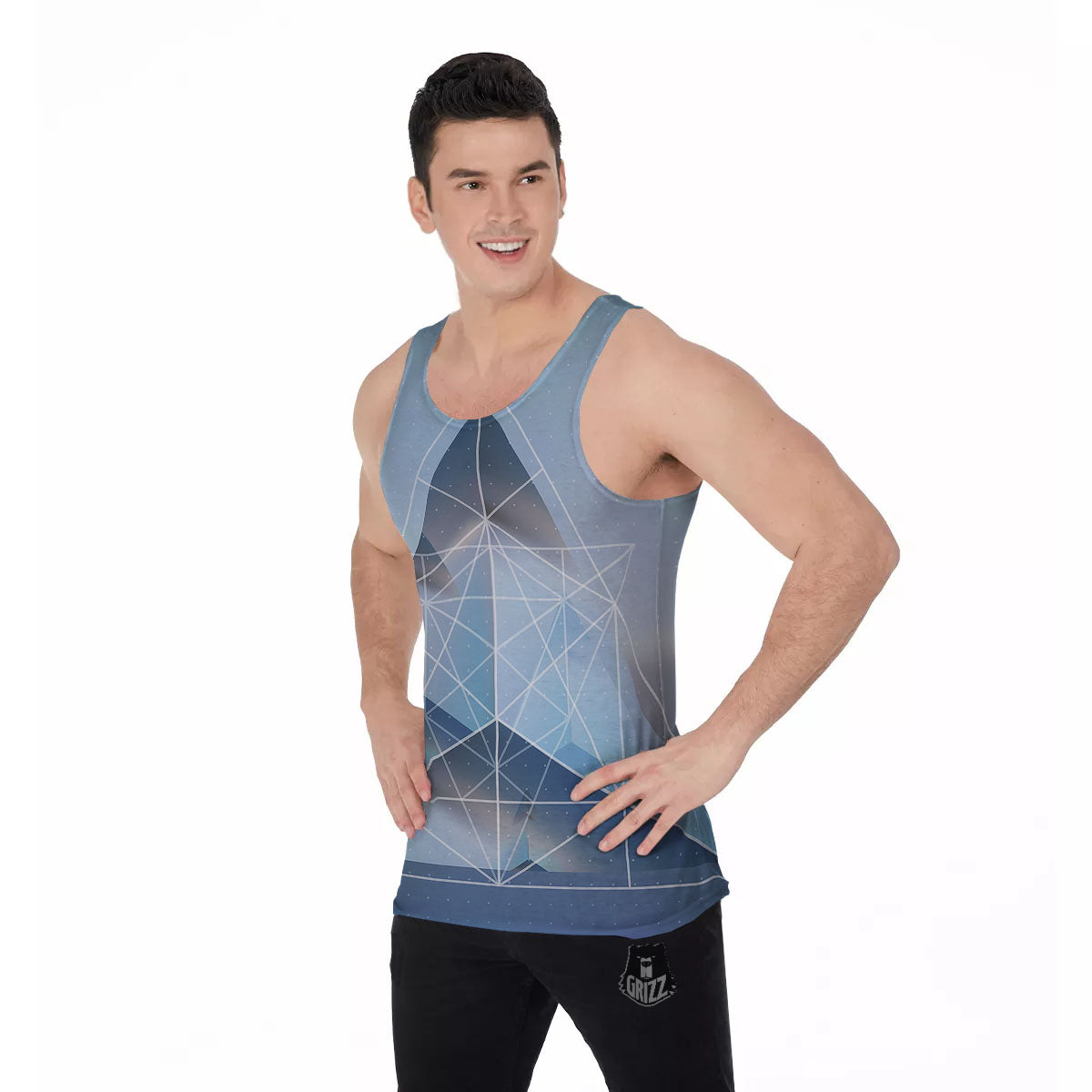 Pyramid Geometric Print Men's Tank Top-grizzshop