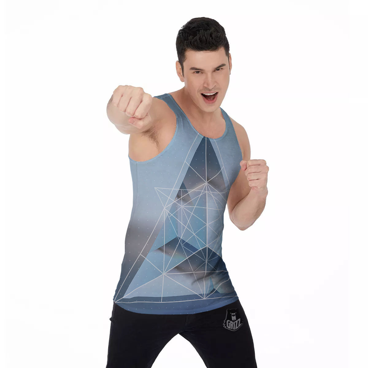 Pyramid Geometric Print Men's Tank Top-grizzshop
