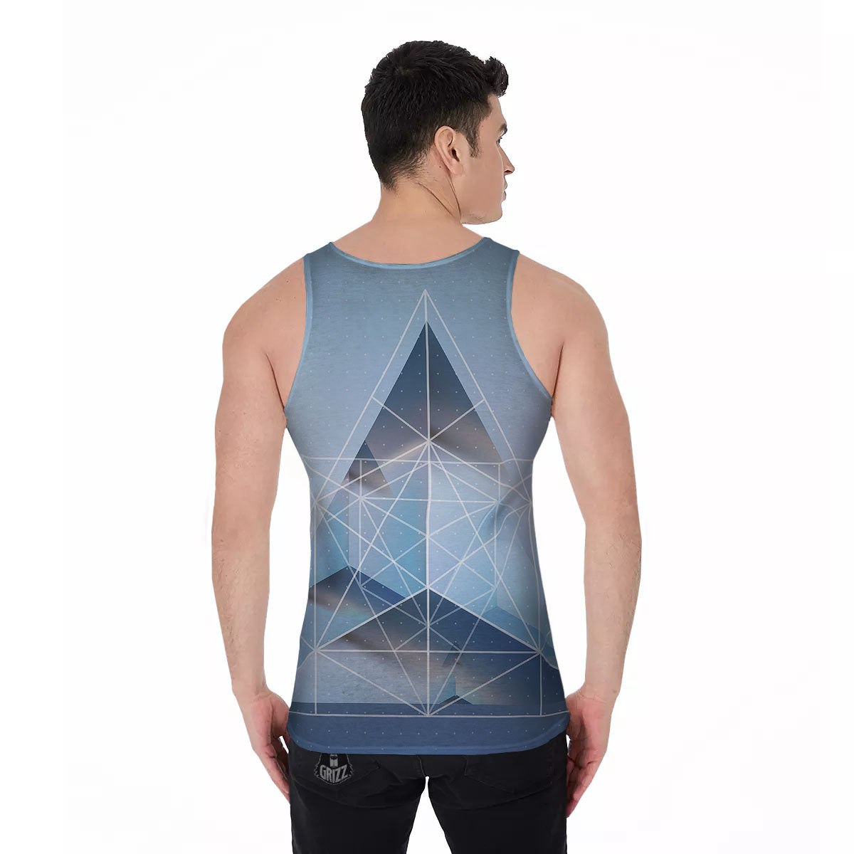 Pyramid Geometric Print Men's Tank Top-grizzshop