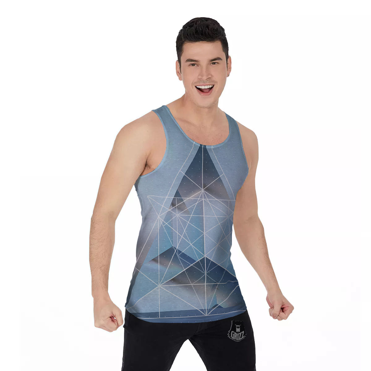 Pyramid Geometric Print Men's Tank Top-grizzshop