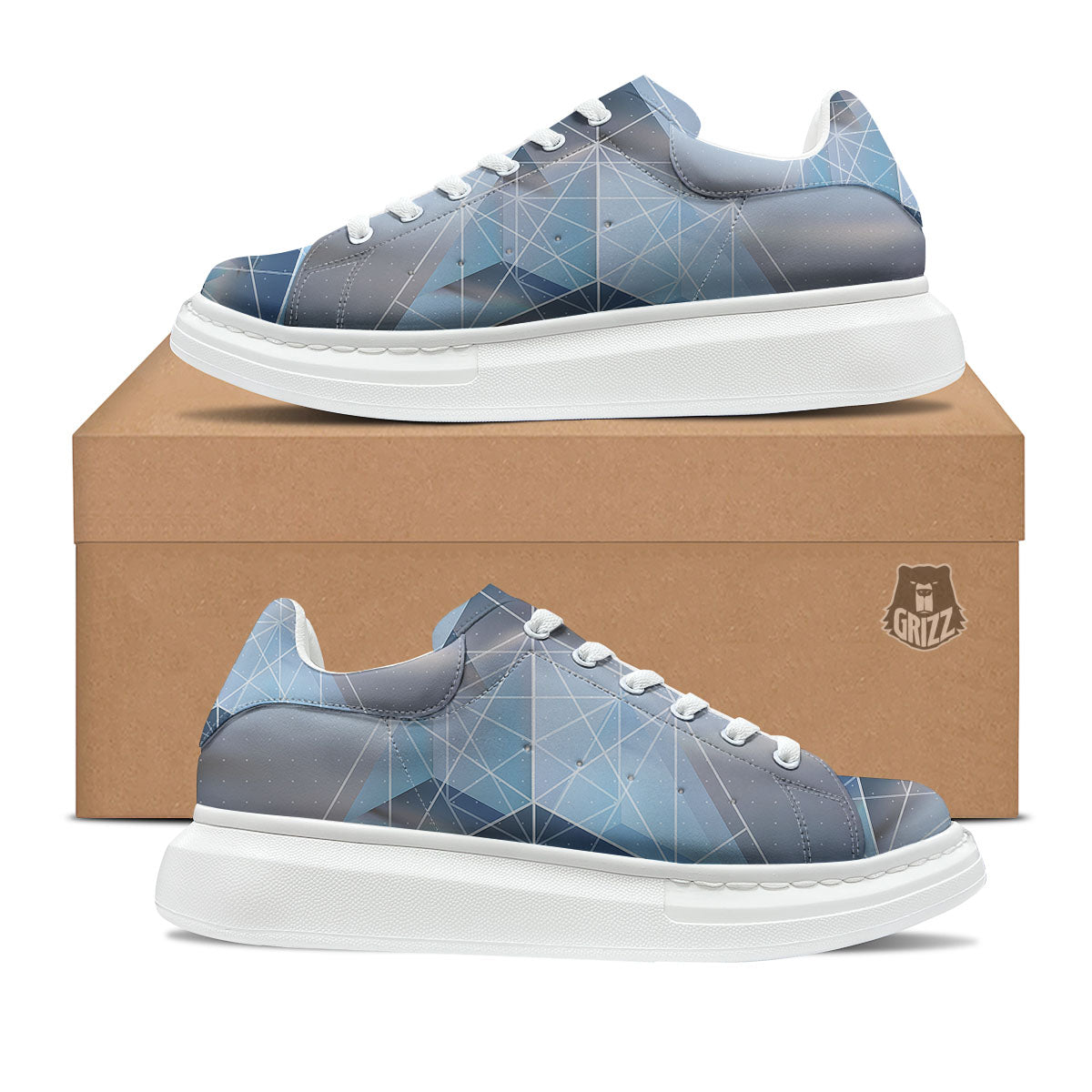 Pyramid Geometric Print Platform Shoes-grizzshop