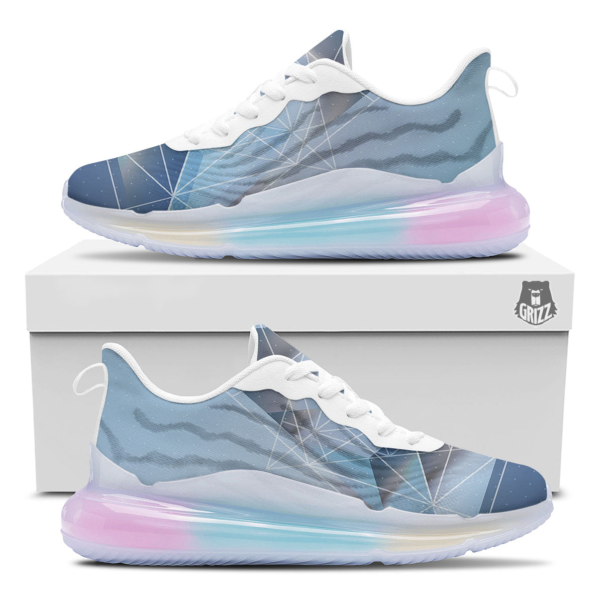 Pyramid Geometric Print Running Sneakers-grizzshop