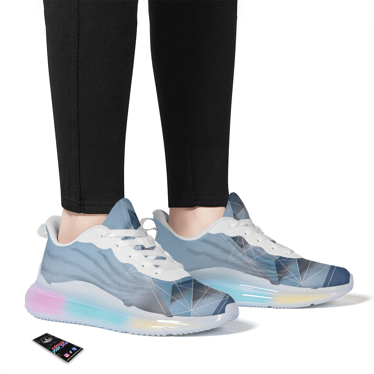 Pyramid Geometric Print Running Sneakers-grizzshop