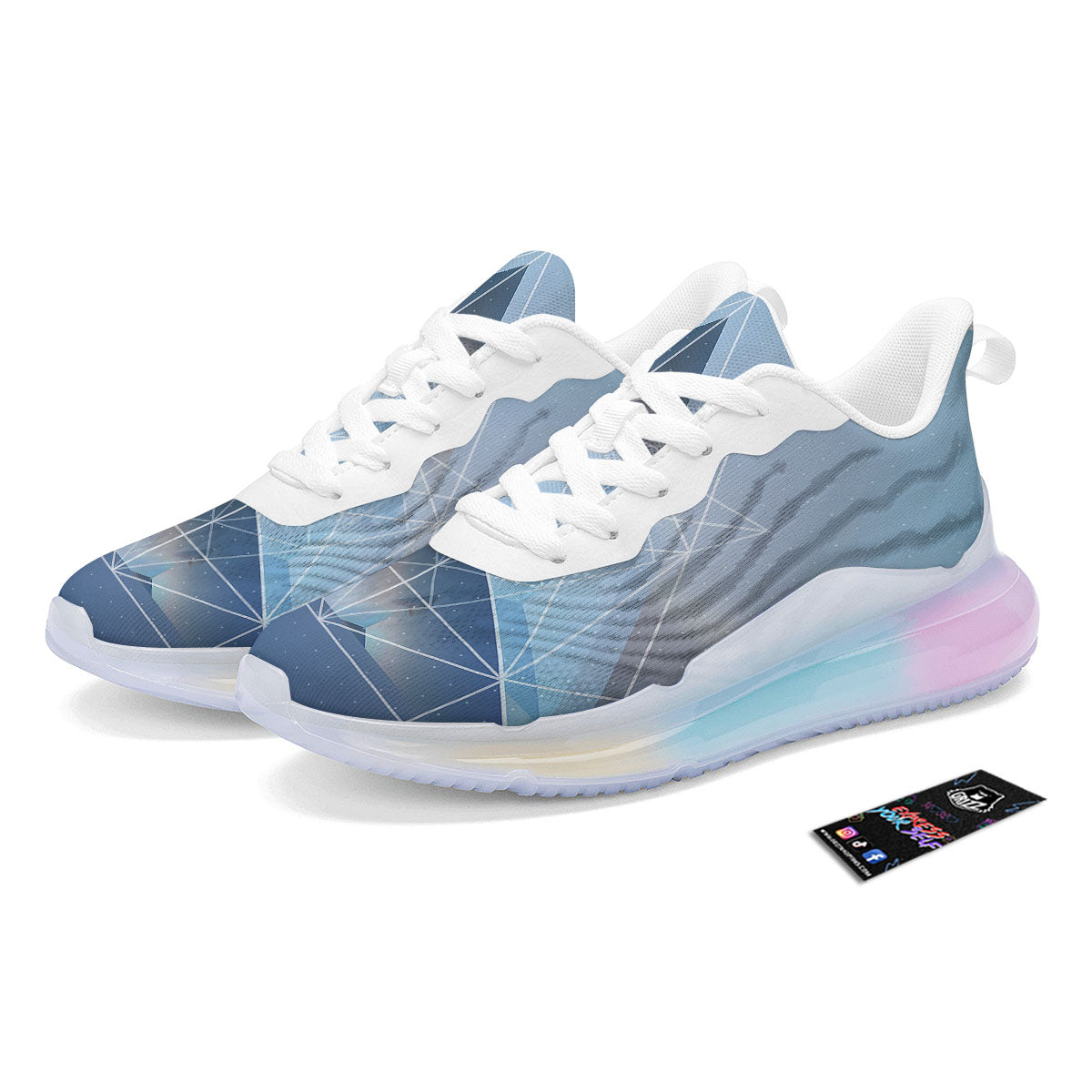 Pyramid Geometric Print Running Sneakers-grizzshop