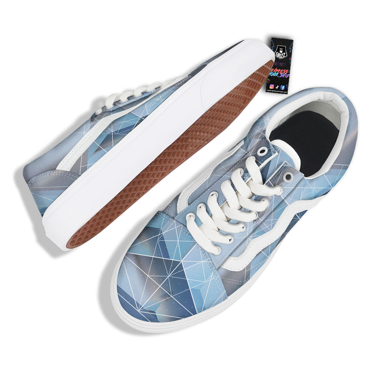 Pyramid Geometric Print Skate Shoes-grizzshop