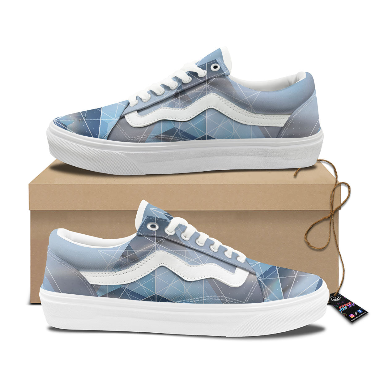 Pyramid Geometric Print Skate Shoes-grizzshop