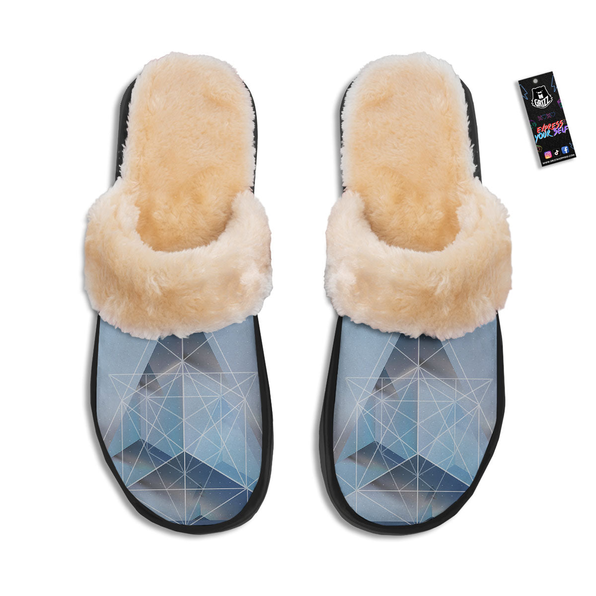 Pyramid Geometric Print Slippers-grizzshop