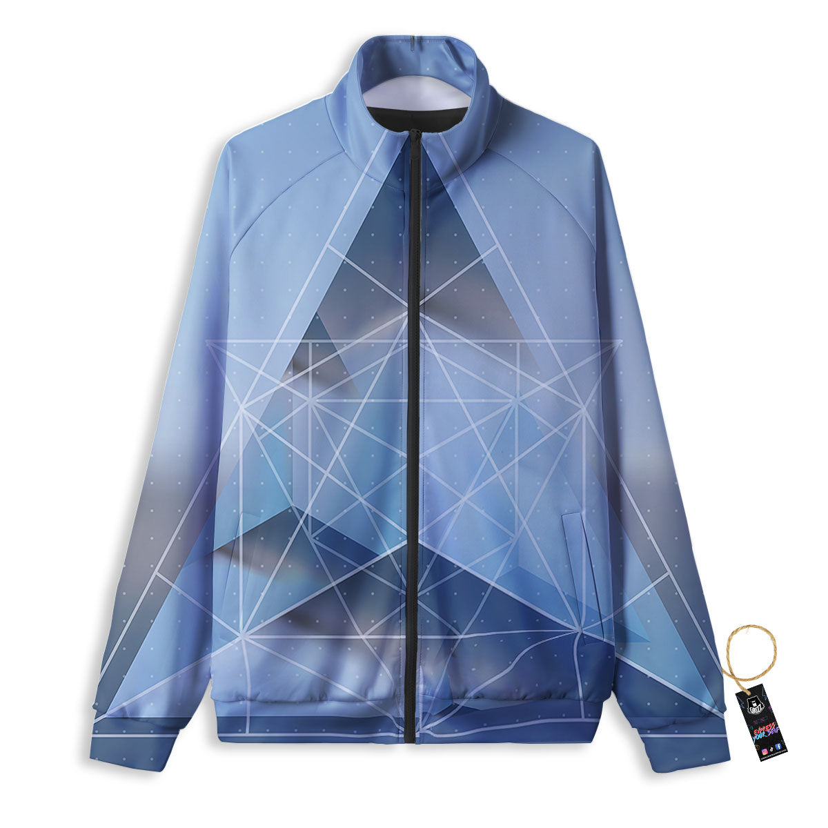 Pyramid Geometric Print Track Jacket-grizzshop