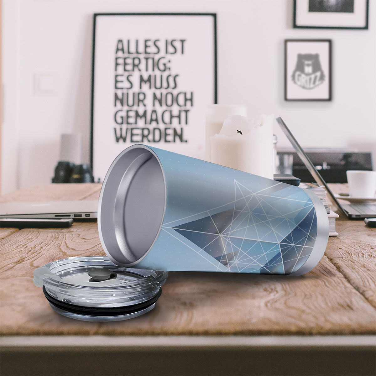 Pyramid Geometric Print Tumbler-grizzshop