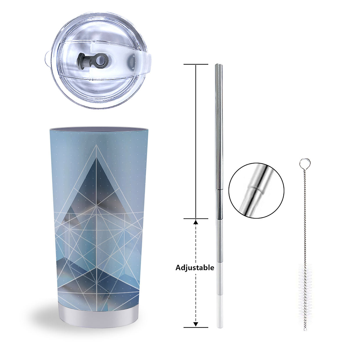 Pyramid Geometric Print Tumbler-grizzshop