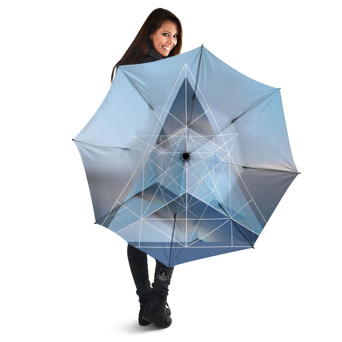 Pyramid Geometric Print Umbrella-grizzshop
