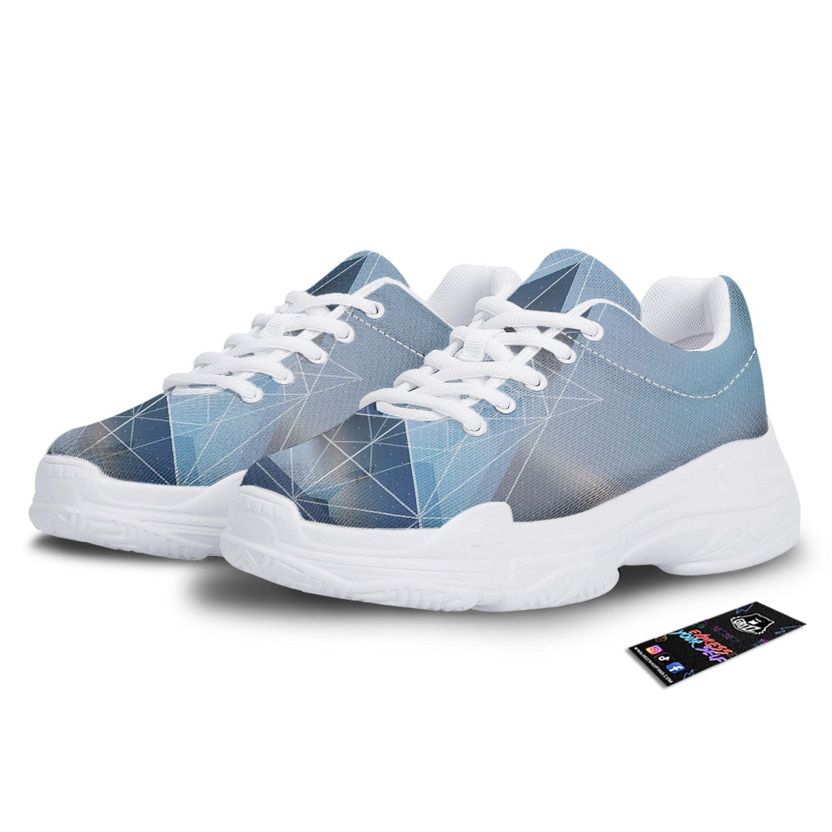 Pyramid Geometric Print White Chunky Shoes-grizzshop