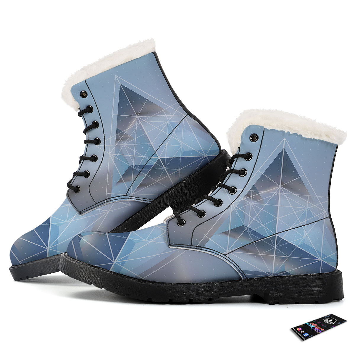 Pyramid Geometric Print Winter Boots-grizzshop
