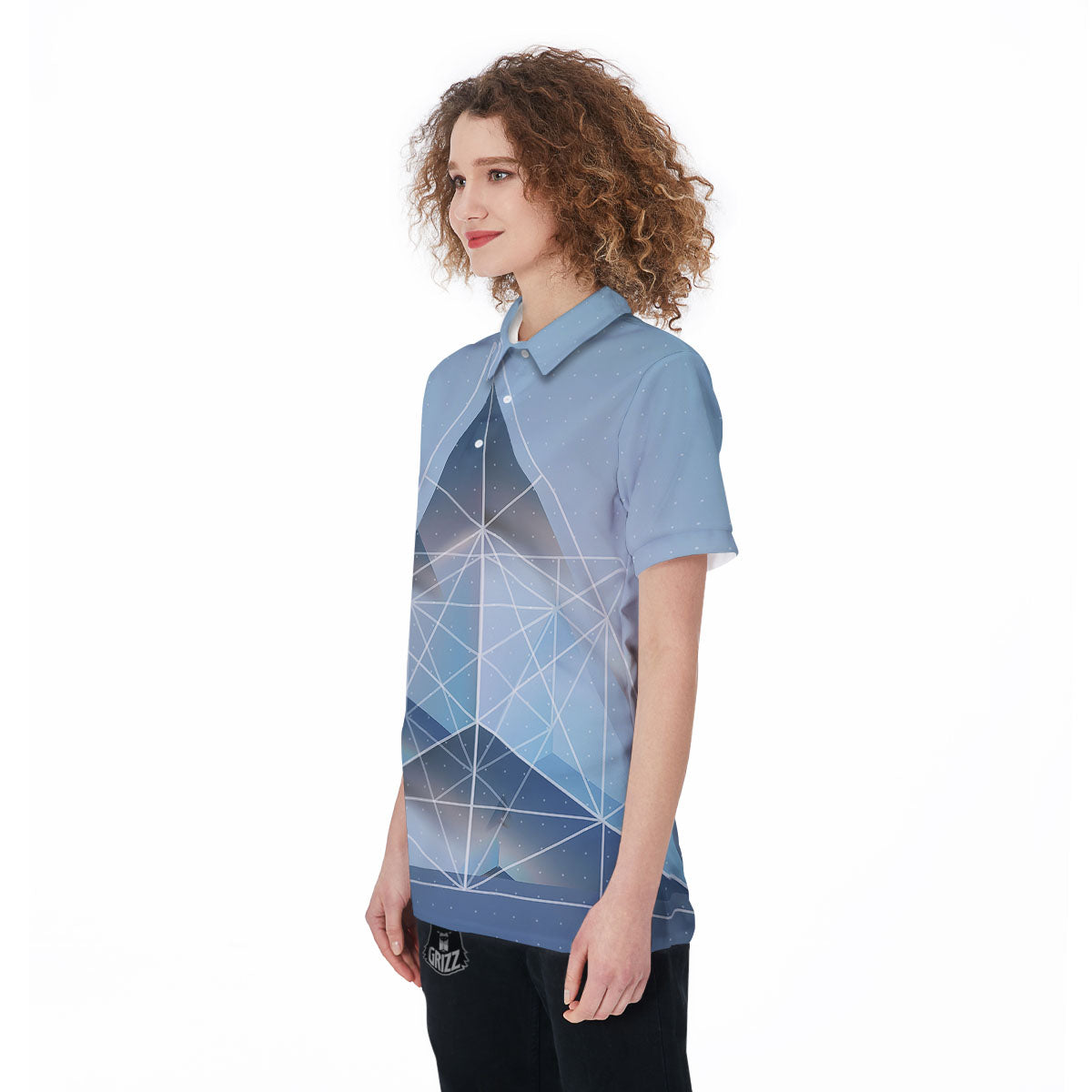 Pyramid Geometric Print Women's Golf Shirts-grizzshop