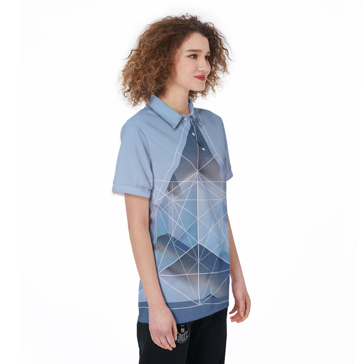 Pyramid Geometric Print Women's Golf Shirts-grizzshop