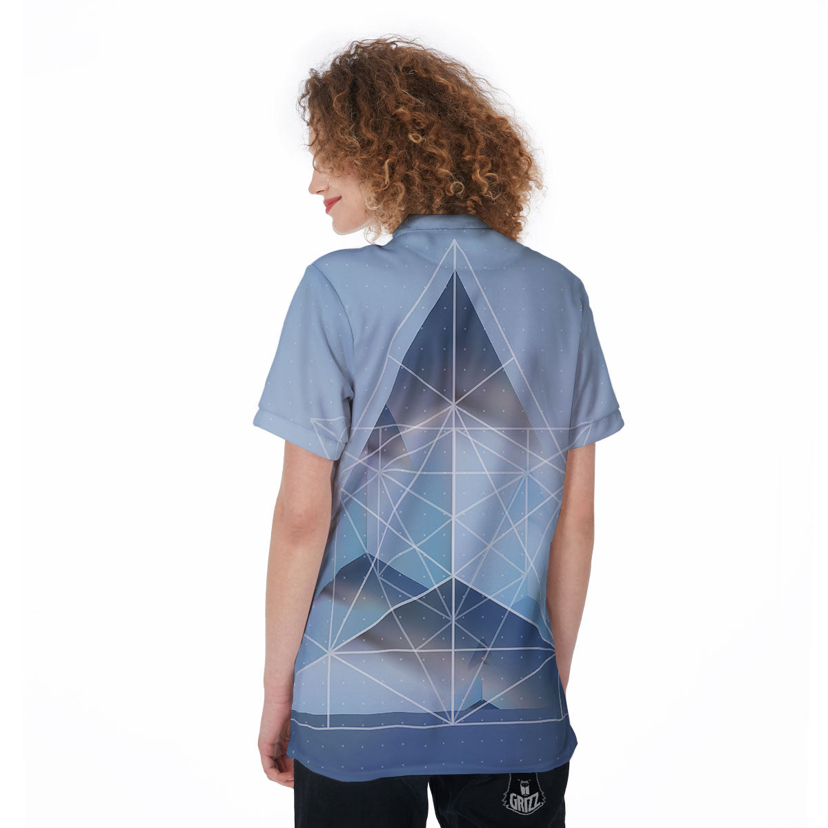 Pyramid Geometric Print Women's Golf Shirts-grizzshop