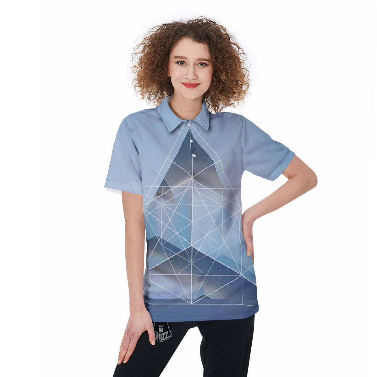 Pyramid Geometric Print Women's Golf Shirts-grizzshop