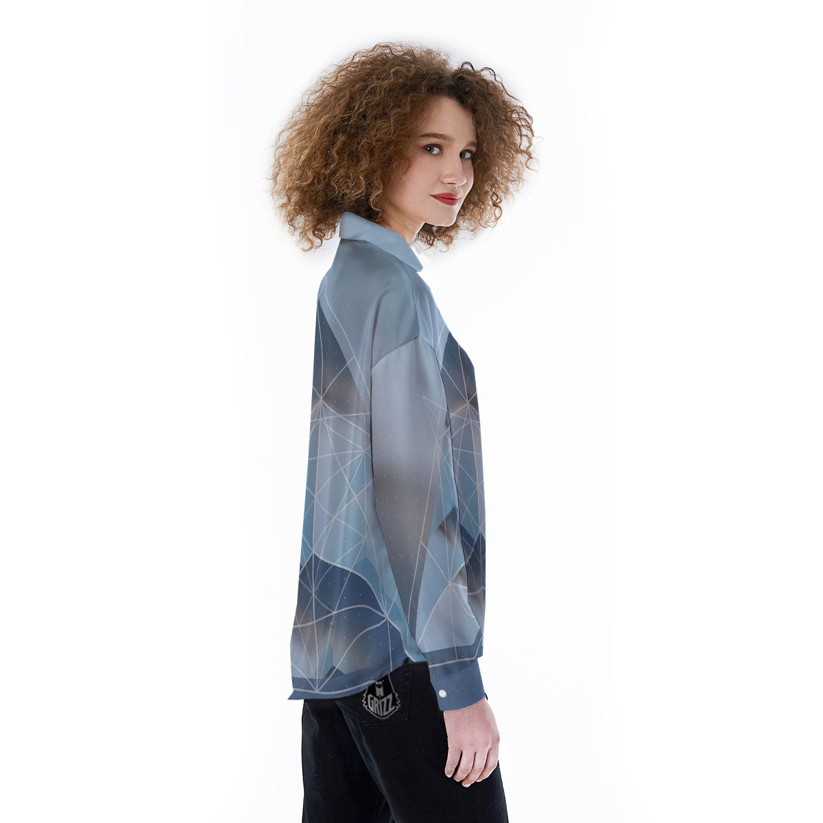 Pyramid Geometric Print Women's Long Sleeve Shirts-grizzshop