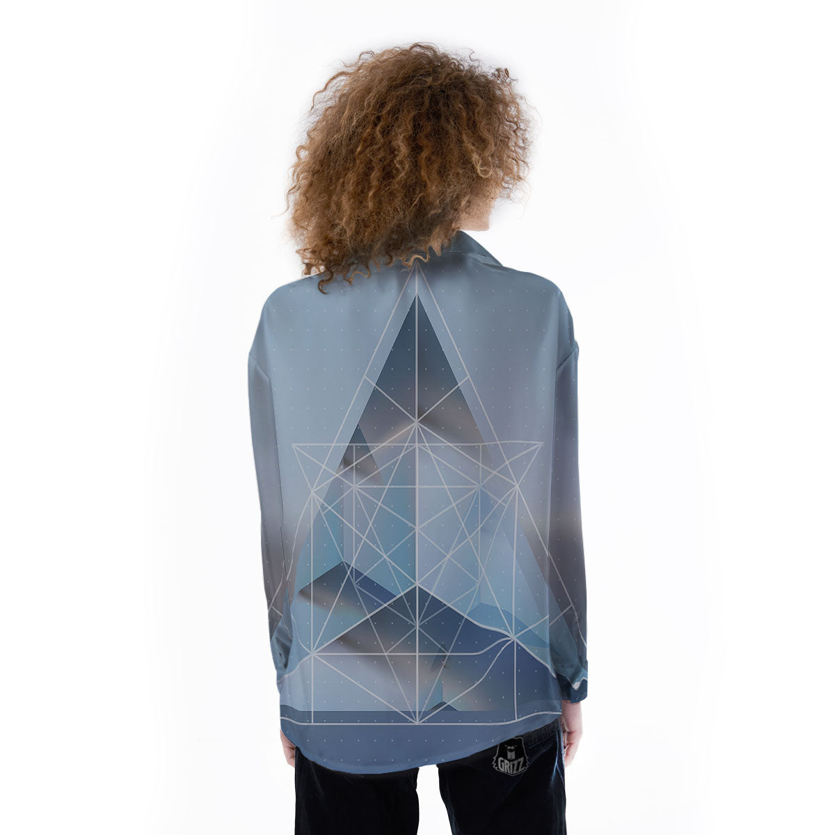 Pyramid Geometric Print Women's Long Sleeve Shirts-grizzshop