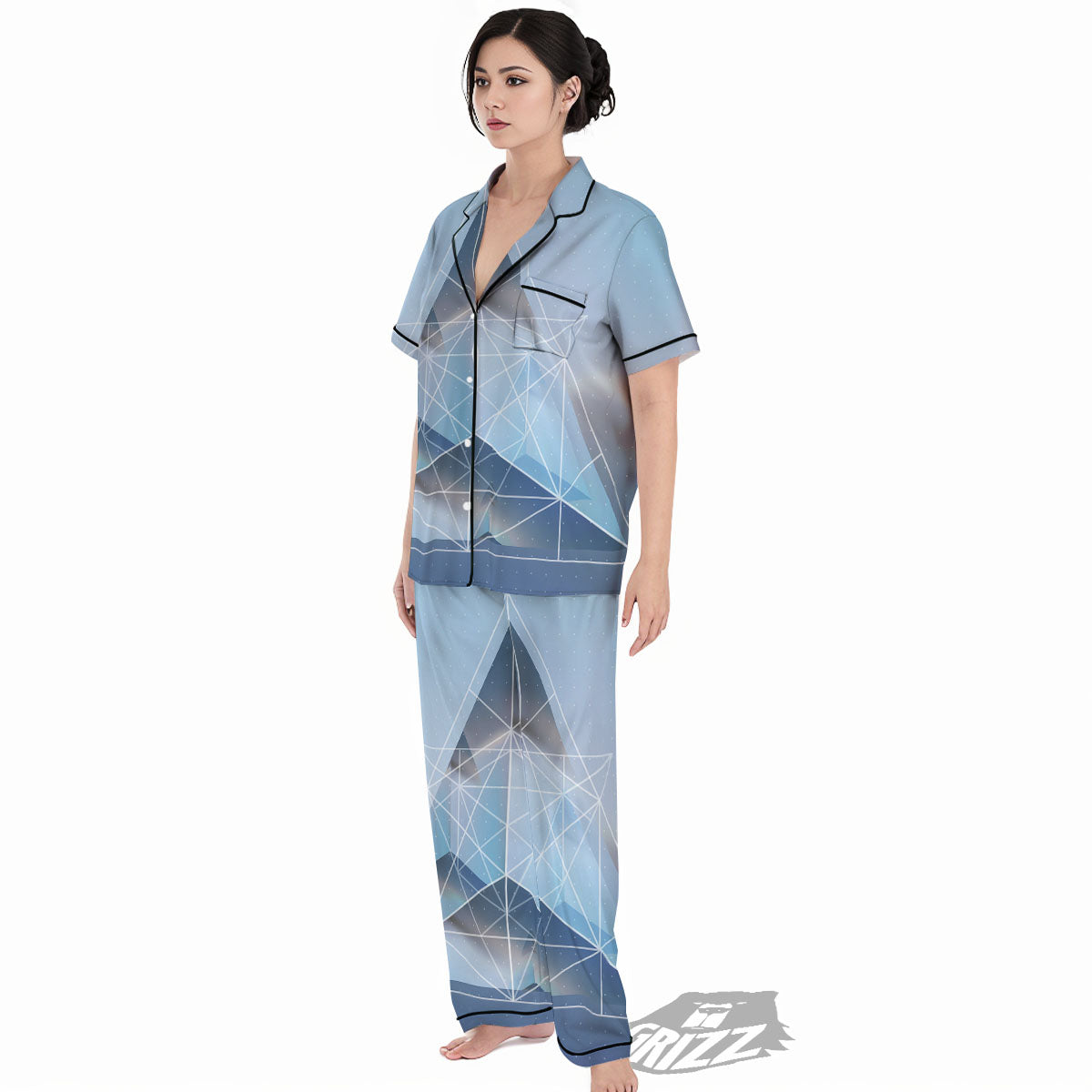 Pyramid Geometric Print Women's Pajamas Set-grizzshop
