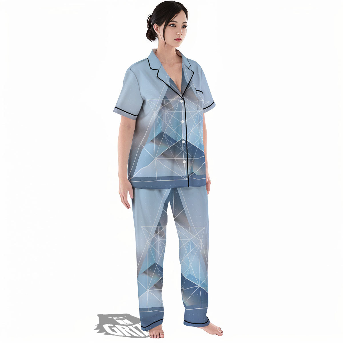 Pyramid Geometric Print Women's Pajamas Set-grizzshop