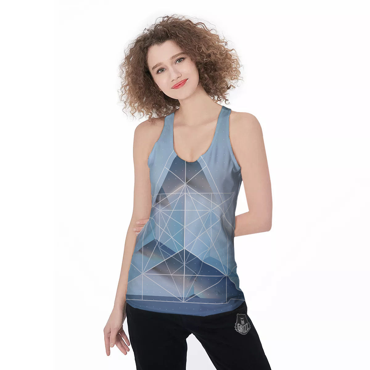 Pyramid Geometric Print Women's Racerback Tank Top-grizzshop