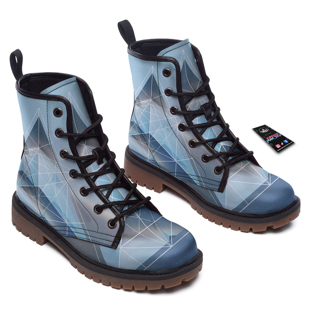 Pyramid Geometric Print Work Boots-grizzshop