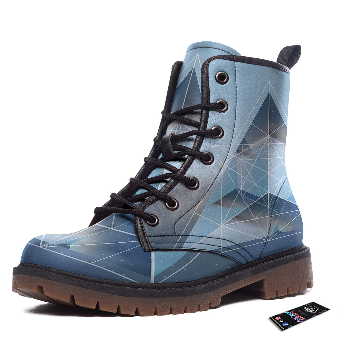 Pyramid Geometric Print Work Boots-grizzshop