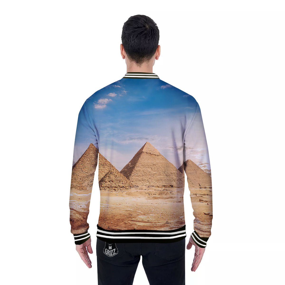 Pyramid Giza Print Baseball Jacket-grizzshop